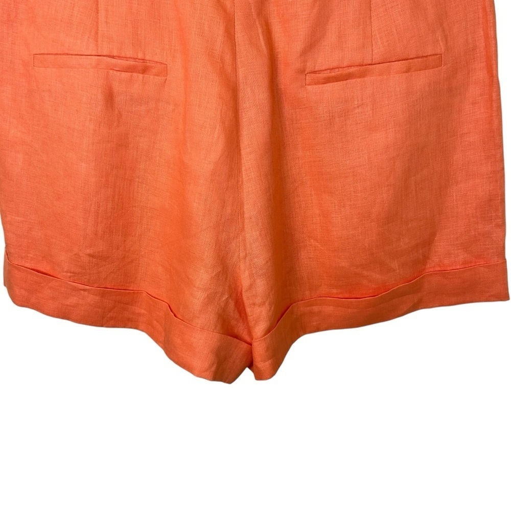 Cami NYC - “Rabia” Tailored Short in Papaya Linen-Blend Pleated - Size 12 Orange - Picture 14 of 17